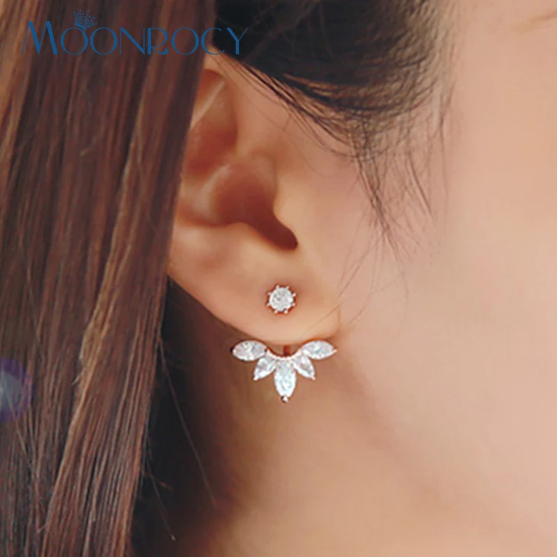 Moonrocy,, модные серьги из австрийского кристалла розового золота серебряного цвета с кубическим цирконием, ювелирные изделия для женщин, подарок
