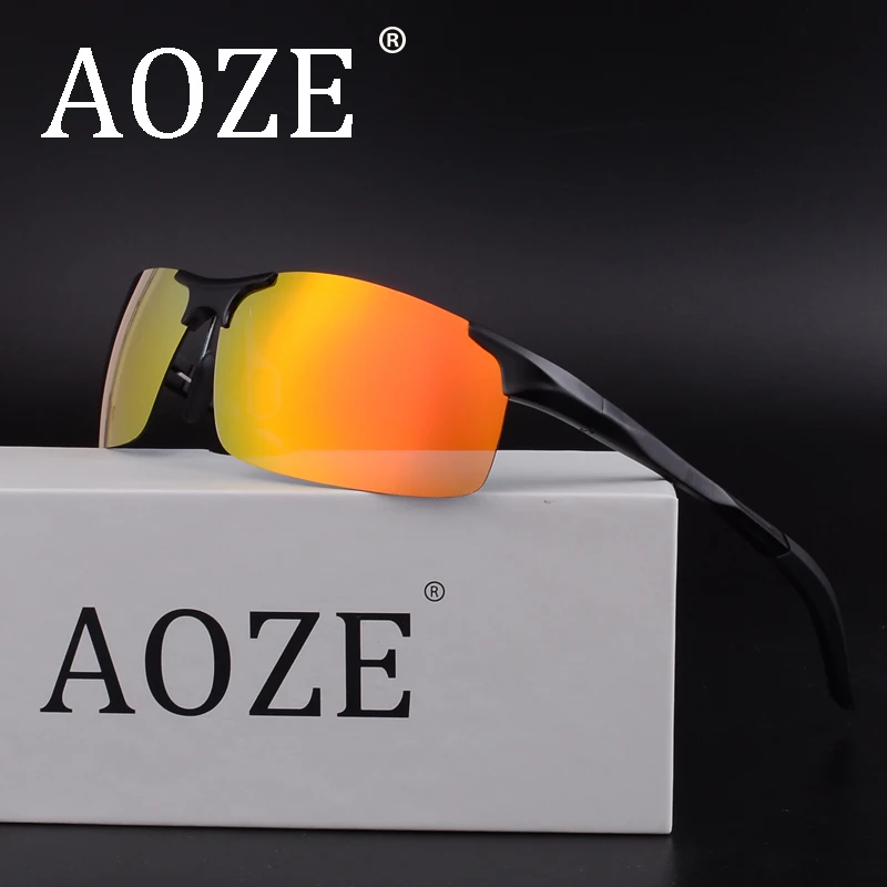 AOZE солнцезащитные очки с поляризационным покрытием Зеркало мужские Алюминий магния SunglassesUV400 Поляризованные спортивные MenGoggle очки 8177