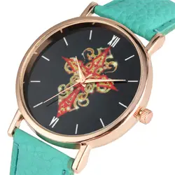Очаровательные красные золотые часы с перекрестным узором для женщин Уникальные Кварцевые часы мягкие небесно-голубые кожаные Наручные