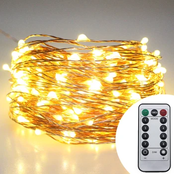 

30M 300 Leds Outdoor Battery Operate Christmas Fairy Lights Warm White Copper Wire LED Starry Light String Lights With Remote
