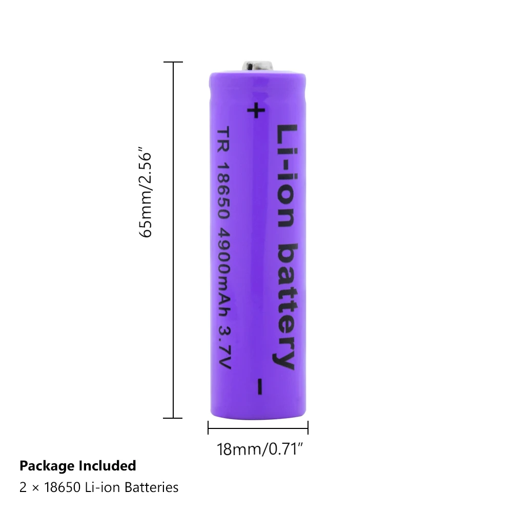 2 шт TR 18650 3,7 V 4900mAh 18650 литий-ионная аккумуляторная батарея для фонарика power Bank лазерная указка