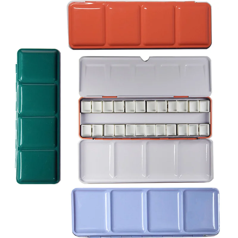 

Empty Watercolor Paints Tins Box Palette Painting Storage with 6/12 Full Pans and 12/24 Half Pans for Art Painting Supplies