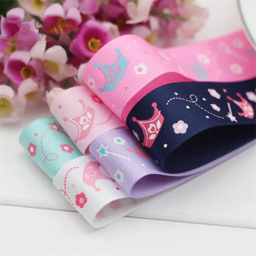 

6Yards/set Mixed color 1''(25mm) Printed Grosgrain Ribbon 100% Polyester Cintas Ruban Hair Accessories DIY Zakka Tape Ribbons