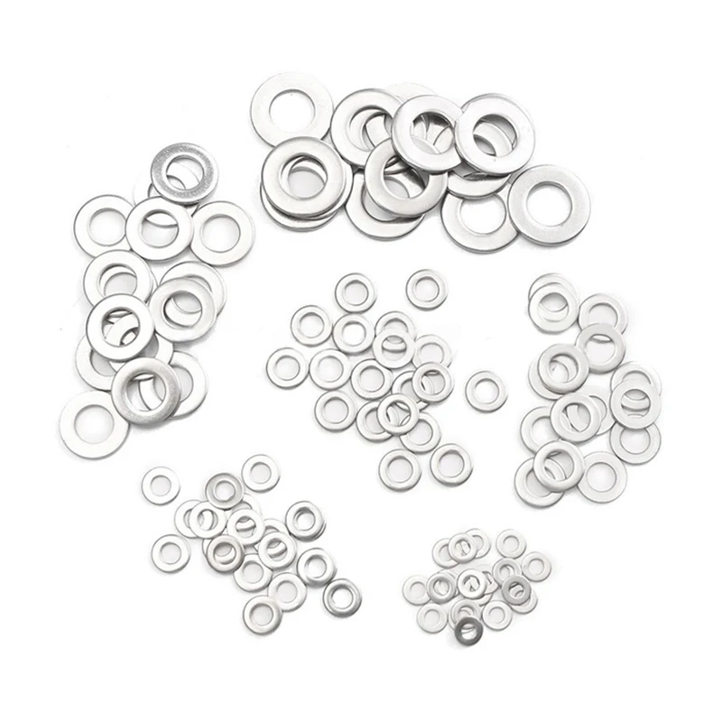 

New 105pcs 304 Flat Stainless Steel Washers M3 M4 M5 M6 M8 M10 for Screws Repair Kit Tool
