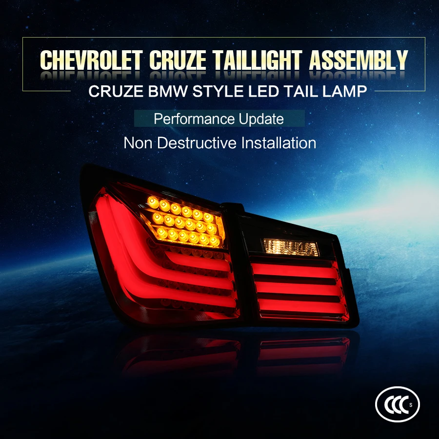

Car Styling LED Rear Lamp for Cruze 2009-2014 year LED Taillight Assembly for Cruze Brake+Back-up+Singal+Running Light Red Smoke
