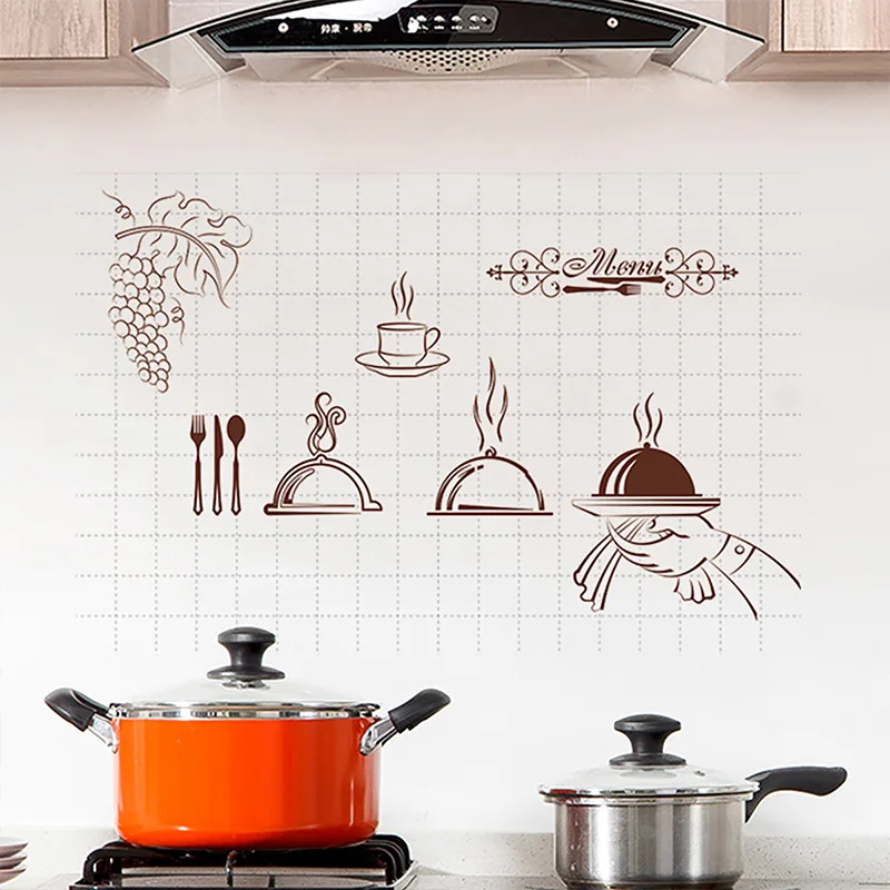 New kitchen wall stickers self-adhesive wall stickers PVC home decor waterproof oil-proof stickers in the cabinet kitchen decor