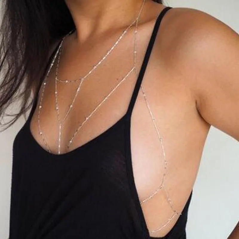 

Moonso simple sexy 18 carat gold body jewelry necklace and pendant jewelry bikini for women 4117