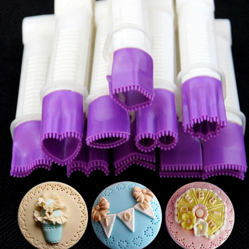 10 Pcs/Set Plastic Serrated Flat lower Lace Edge Clip Fondant Biscuit Cutter Print Mold Baking Gadgets Cake Decorating Tools | Дом и сад