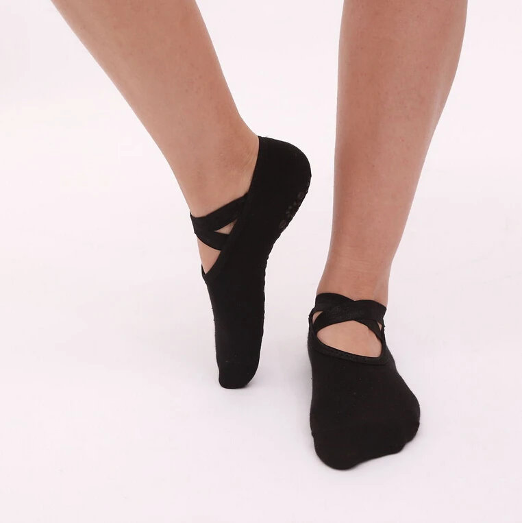 Для женщин Бандажное хлопковые носки Elactic повязки Домашняя одежда туфли-носки-тапочки Нескользящие Пилатес балетные подходит
