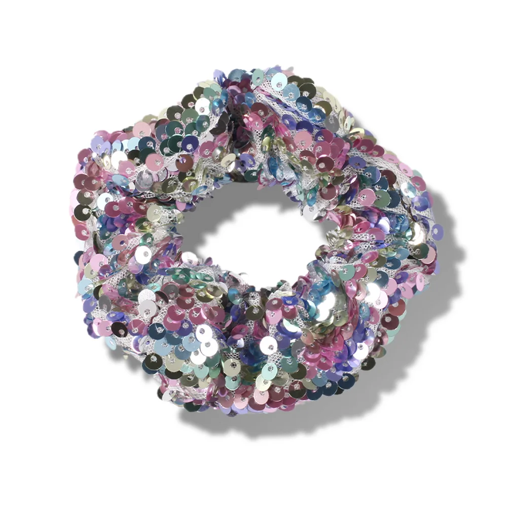 

Women Shiny Sequin Elastic Hair Band For Ponytail Holder Handmade Reversible Sequin Fashion Hair Ties Hair Accessories