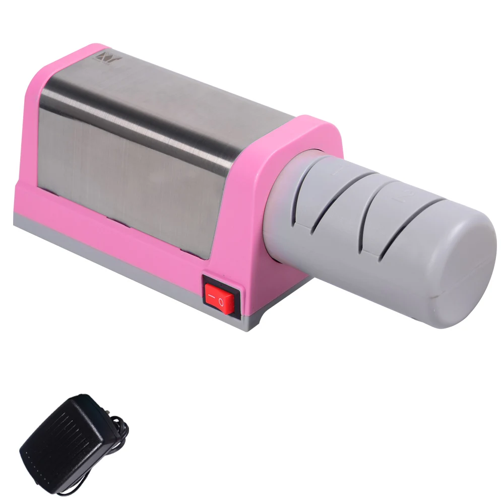 

XYJ Brand Pink Color Kitchen Knife Sharpener 2 Slot Electric Diamond Steel Ceramic Knife Sharpener Practical Cooking Tools Sale