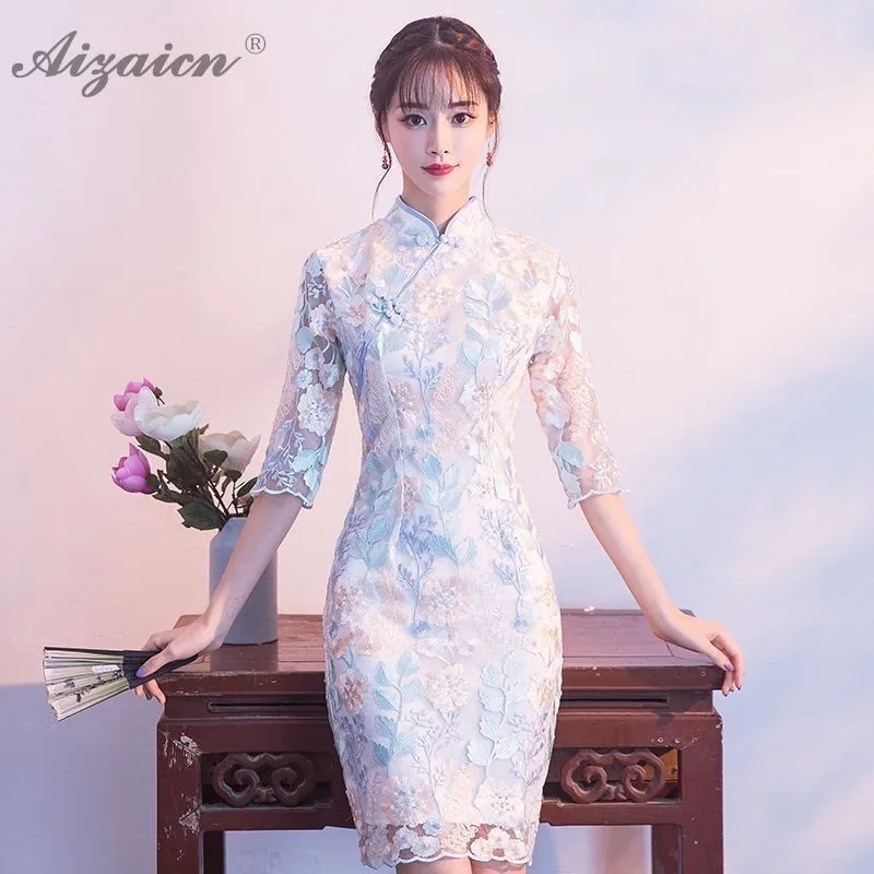 Flor Cheongsam Китай модерана тонкий Qi Pao mujeres chino tradicional vestido largo vestido de noche Vestidos de novia vestido