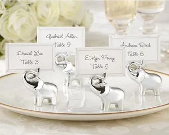 

2015 NEW ARRIVAL"Lucky in Love" Silver-Finish Elephant Wedding Favor Place Card Holder 100sets/Lot Free Shipping