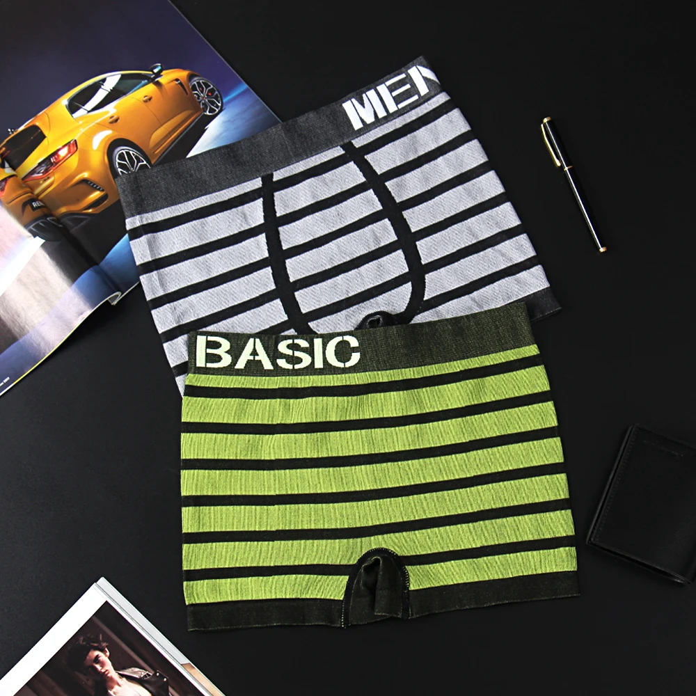 Stripe Sexy Men Underwear Boxer Shorts Panties Seamless Men's Underwear Boxers Mens Underpants Bikini Lingerie Man Basic M0041