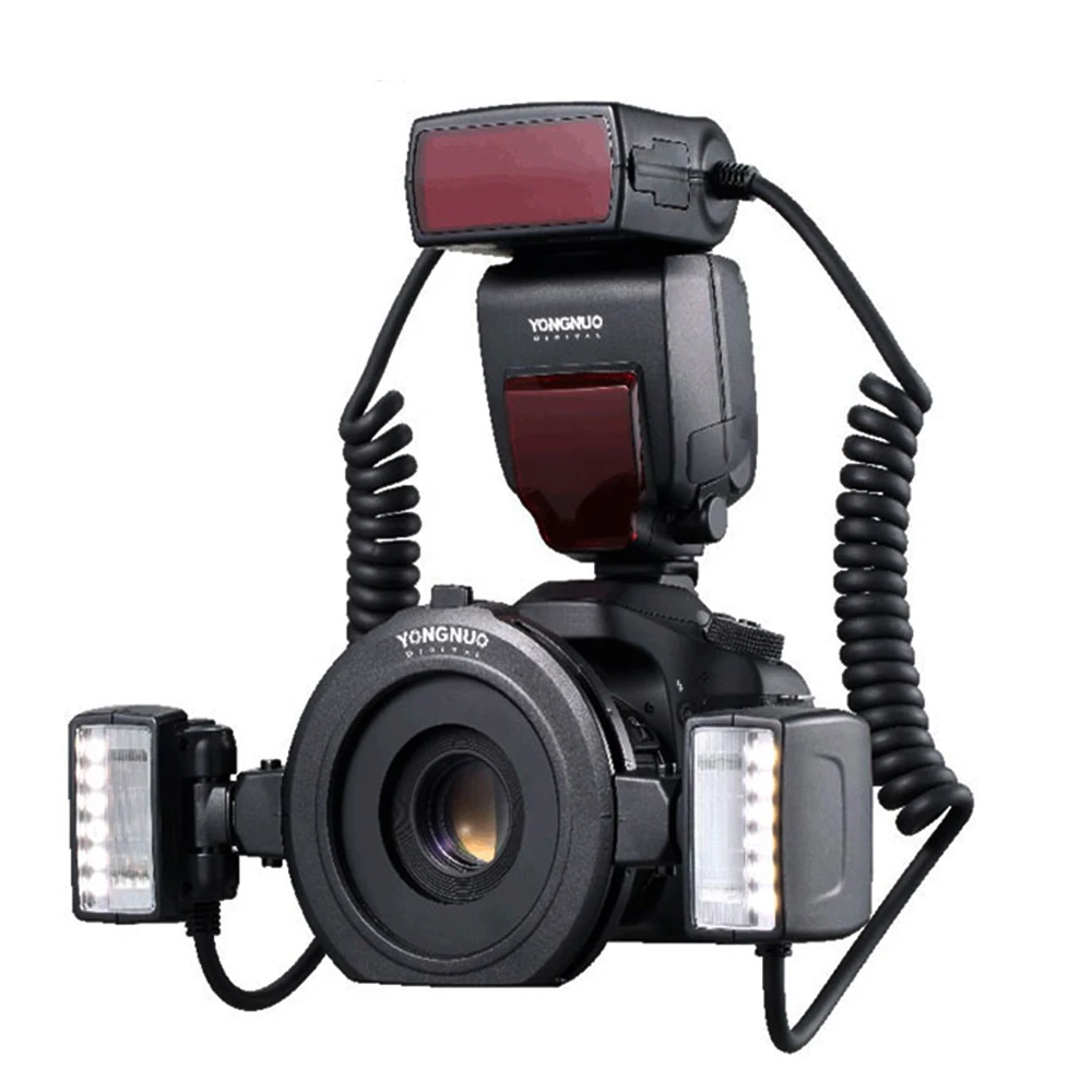 Yongnuo YN24EX E ttl Макросъемка Speedlite с двойной головкой+ 4 переходных кольца для камеры Canon 1300D 760D 700D 80D 5D2 7D