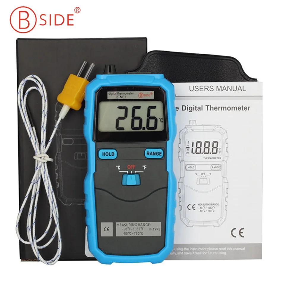 

Bside BTM01 K Type Thermocouple Probe LCD Display Digital Thermometer C/F Switch High Precision Temperature Tester