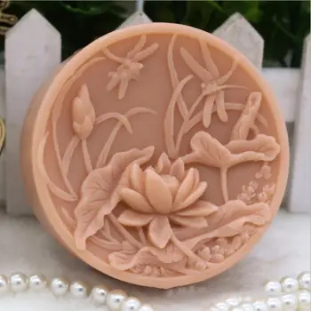 

Grainrain Silicone Soap Mold Flower Dragonfly Lotus for Soap Handmade Craft Molds