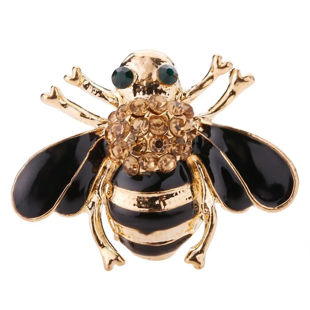 Brooch Clasp Women Bee 2 Crystal Scarves Gold Wedding Party Casual 1