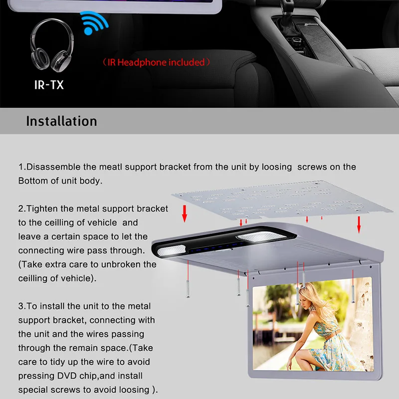 Touch-Button-13.3-inch-1080P-TFT-LCD-Car-Ceiling-Roof-Mount-Monitor-Car-DVD-Video-Player-Monitor-Built-in-Speaker-FM-HDMI-SD-2-IR-Headphones-(2)_10