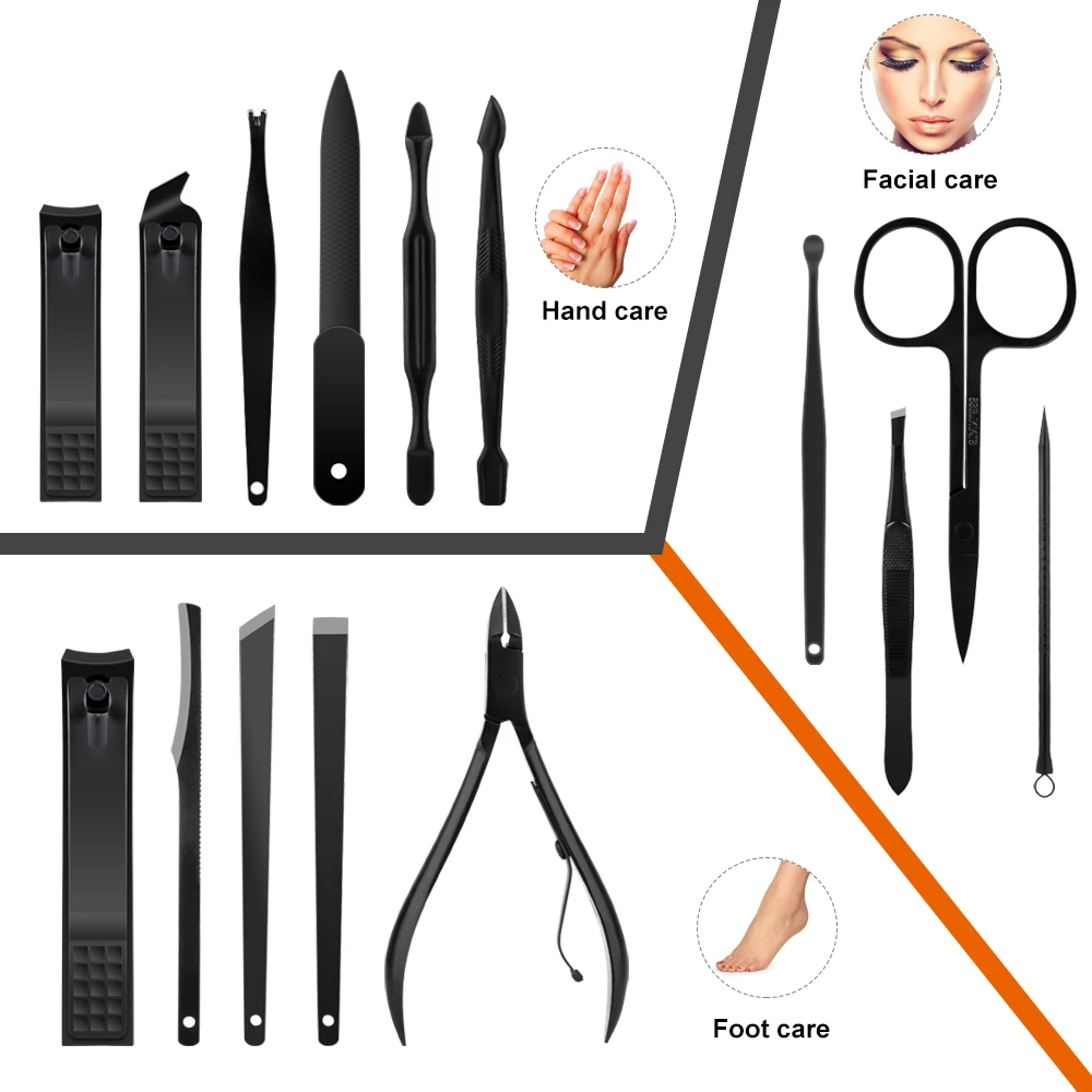 Nail Art Kit Stainless Steel Nail Clipper Set Eyebrow Tweezer Acne Needle Pedicure Manicure Set Professional Grooming Kit  (3)
