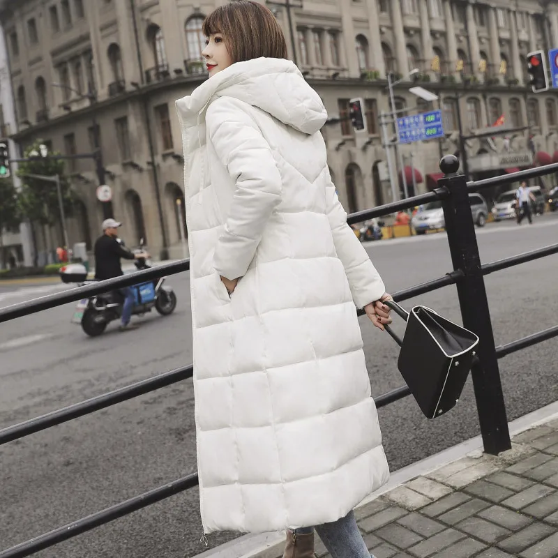 6XL размера плюс зимняя одежда длинное пальто женское Свободное пальто стеганая куртка с капюшоном женская теплая парка Feminina верхняя одежда зимняя одежда