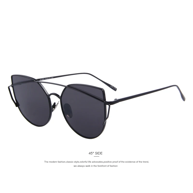 MERRYS, женские солнцезащитные очки кошачий глаз, поляризационные, классические, брендовые, дизайнерские, двухлучевые, солнцезащитные очки, зеркальное покрытие, плоская панель, линзы S8018 - Цвет линз: C01 Black