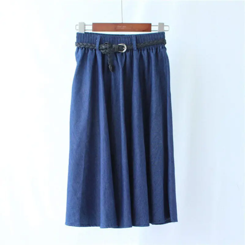 Женская Весенняя Осенняя повседневная юбка с высокой талией средней длины Джинсовая юбка тонкая линия модная дикая джинсовая юбка