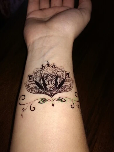 Водостойкая временная татуировка наклейка Мандала хна птичье перо body art tatto флэш-тату поддельные татуировки для девочек женщин мужчин 4 - Цвет: Прозрачный