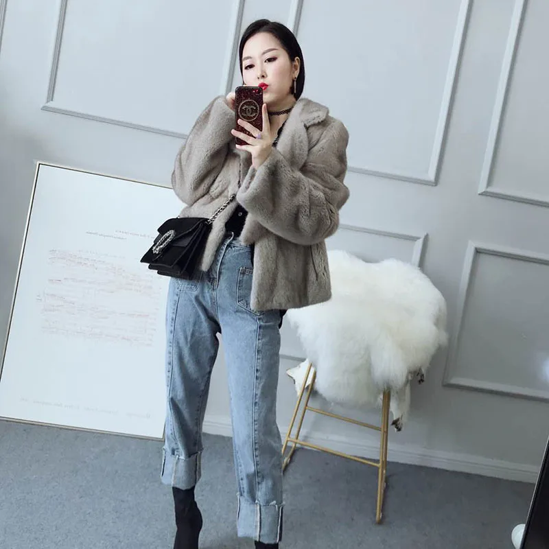 

Real Mink Fur Coat Women Clothes 2018 Autumn Winter Warm Fur Short Coats Long Sleeve Elegant Overcoat Manteau Femme Hiver ZL552