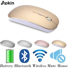 Aokin 1600 dpi Bluetooth 4,0+ 3,0 Беспроводная мышь эргономичная Нескользящая Бесшумная оптическая игровая мышь Ультра тонкая для ноутбука ПК