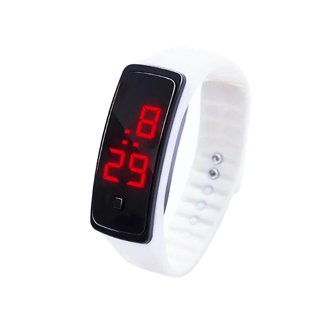 12 Colors New Fashion LED Sports Running Watch Date Rubber Bracelet Digital Wrist Watch Sports Watch Womens Mens Fitness Watch W