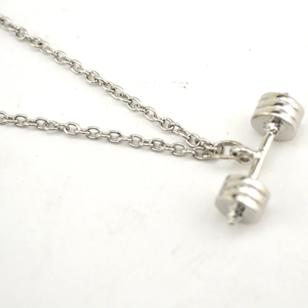 Fitness Dumbbell Necklace Men Jewelry Cool Gift Casual Sporty Barbell