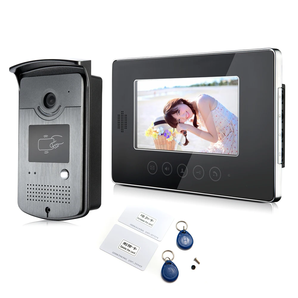 

rfid card 7 inch intercom video doorphone Outdoor camera with ID key