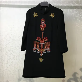 

High Quality Black Dress For Women Autumn Knee-Length Dress Office Lady Fashion Dresses For Women