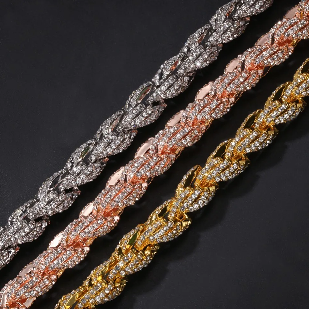 UWIN NE+BA 9mm Rope Chain Necklaces& Bracelets Full Iced Out Rhinestones Bling Biling 7/8/9inch Fashion Hiphop Jewelry