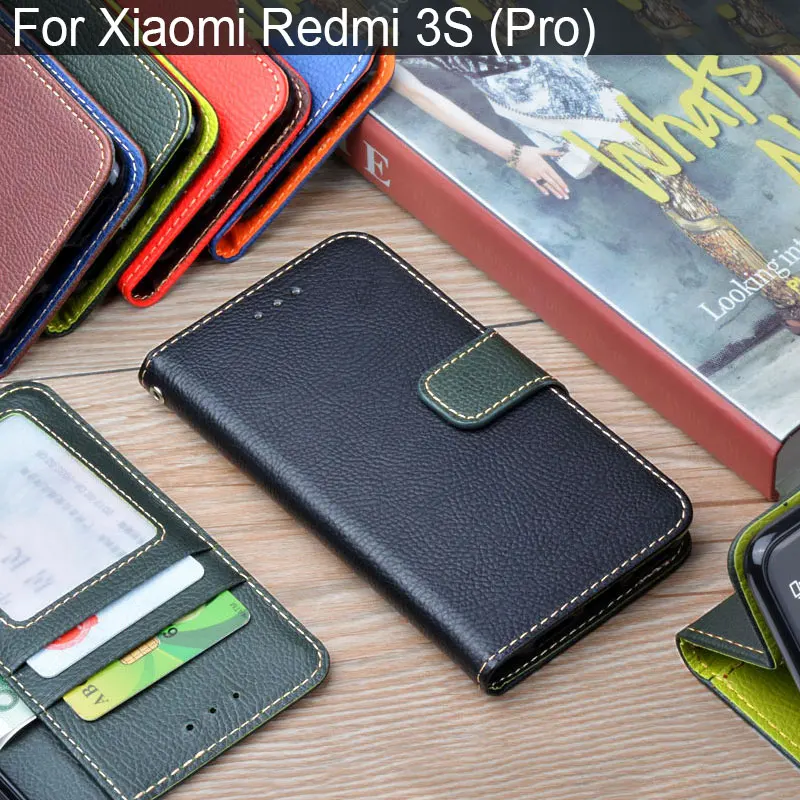 Чехол для Xiaomi Redmi 3 S модный кожаный чехол с узором Личи подставкой и слотом карт