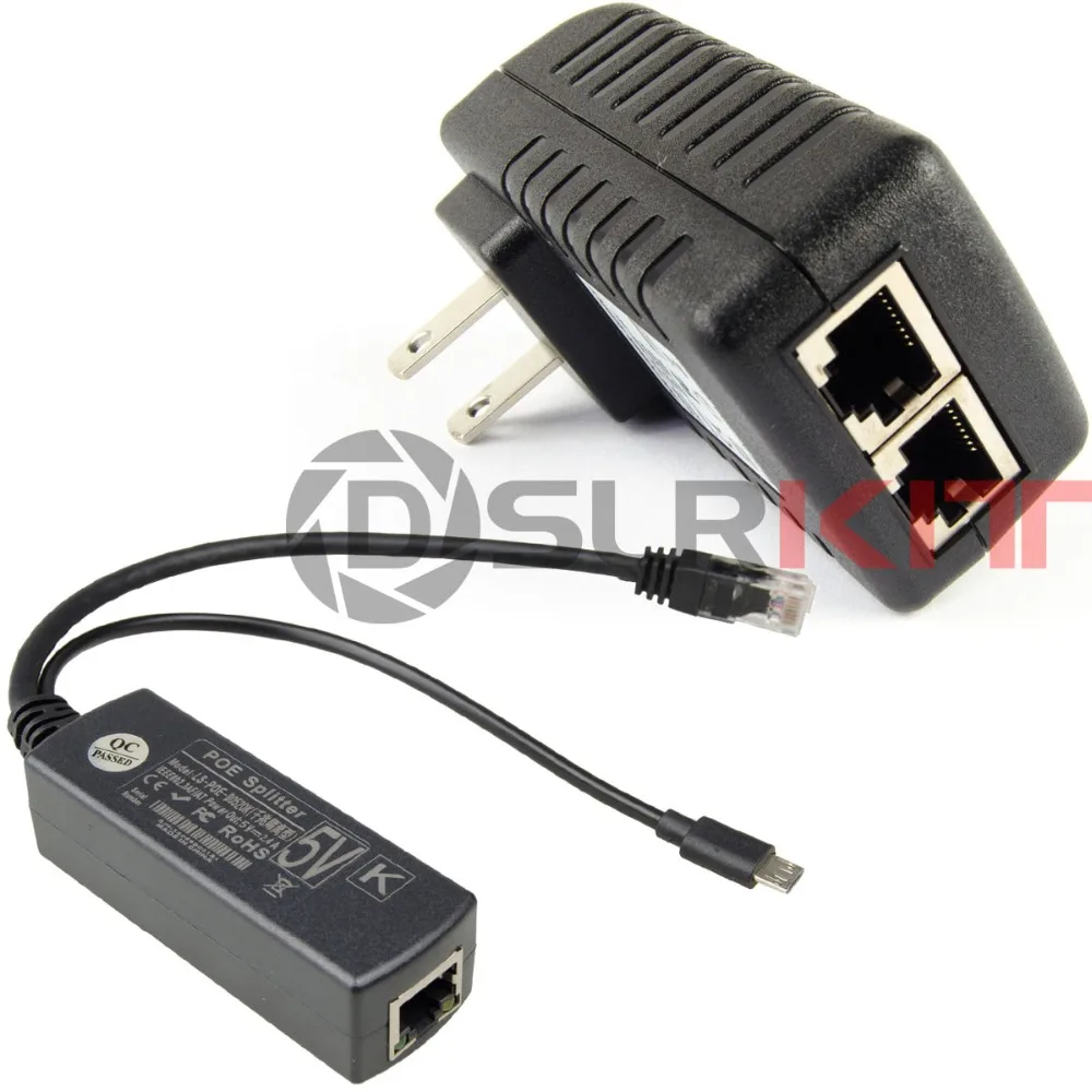 DSLRKIT Gigabit Raspberry Pi 3B + Plus PoE Kit (разветвитель инжектор) Micro USB 5V 2.4A|Сетевые адаптеры c