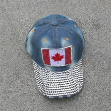 2016LGFA33 Женская Алмазная канадская флаг джинсовые кепки Женская бейсбольная кепка солнцезащитная Кепка кепка бейсболка с листьями бейсболки