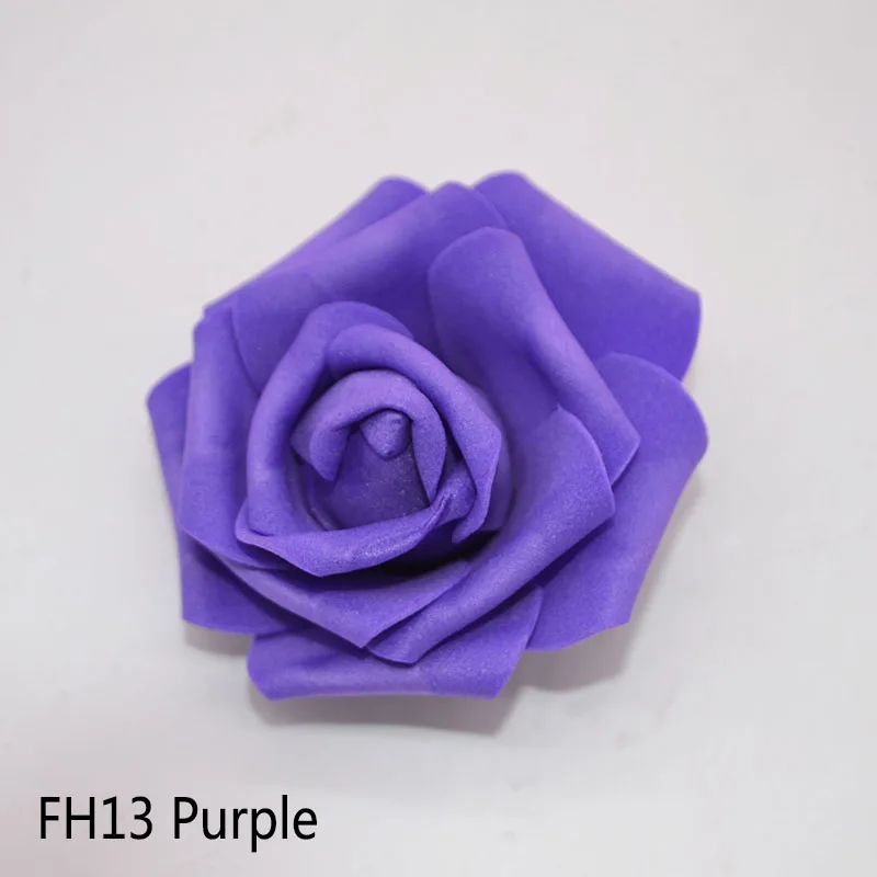 Искусственные цветы, диаметр 6 см, 13 цветов, пенополиэтиленовая пена, голова розы, для украшения свадьбы, дома, вечерние, сделай сам, букеты, венки, рукоделие - Цвет: FH13 Purple
