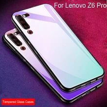 Тонкий силиконовый чехол синего цвета для lenovo Z6 Pro с градиентом, жесткая задняя крышка из закаленного стекла для lenovo Z 6 Pro, чехол s Shell z6 Z6Pro