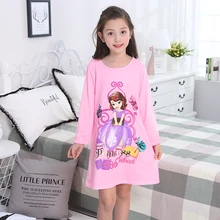 Весенне-осенняя модная ночная рубашка для девочек, новинка года, платья с героями мультфильмов детское платье для сна хлопковые детские пижамы