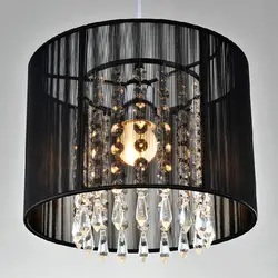 LukLoy современный простой дизайн Ресторан хрустальная люстра в спальню черная тканевая крышка освещение барные лампы подвесной светильник