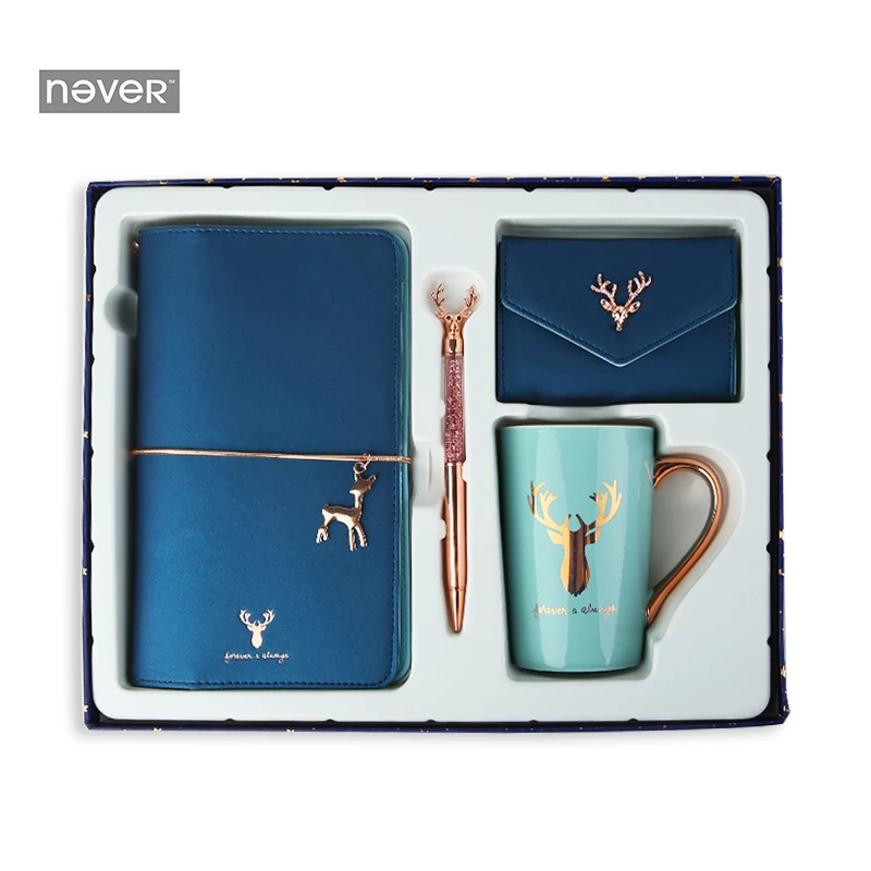

NEVER Christmas Series Stationery Set gift sets Diary notebook Ballpoint pen mug school student 2019 new year gift stationery