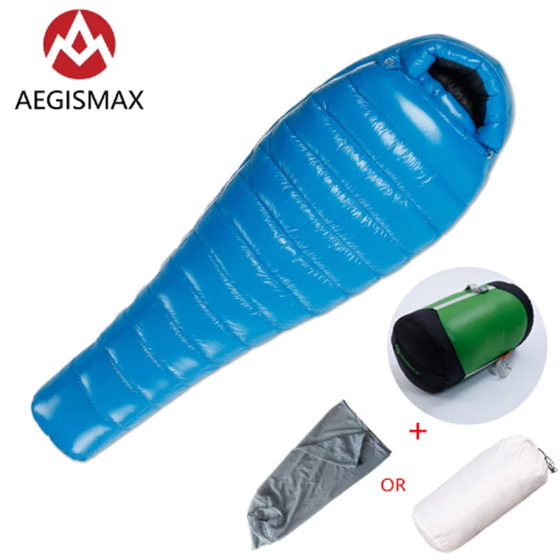 Best  AEGISMAX G series White Goose Down Mummy Camping Ultralight Baffle Design Outdoor Hiking Nylon Slee