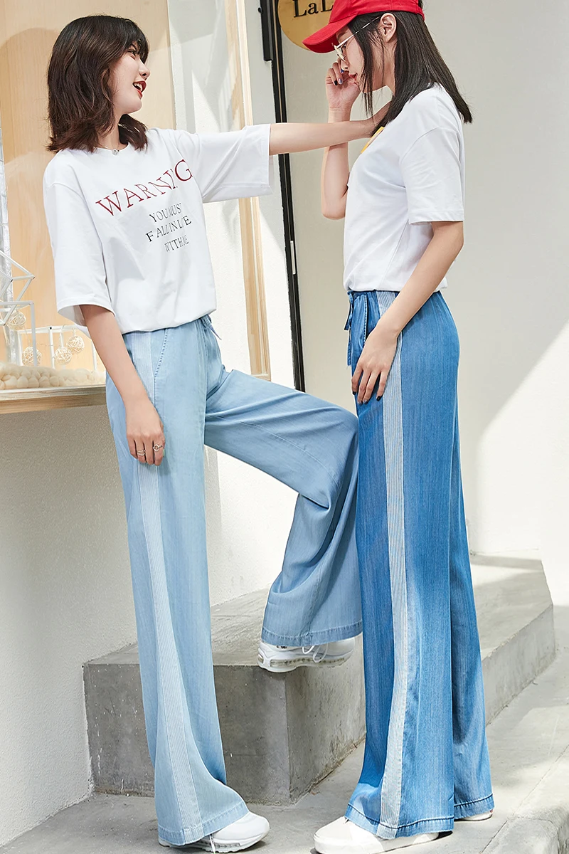 Women High Waist Tencel Jeans Woman 