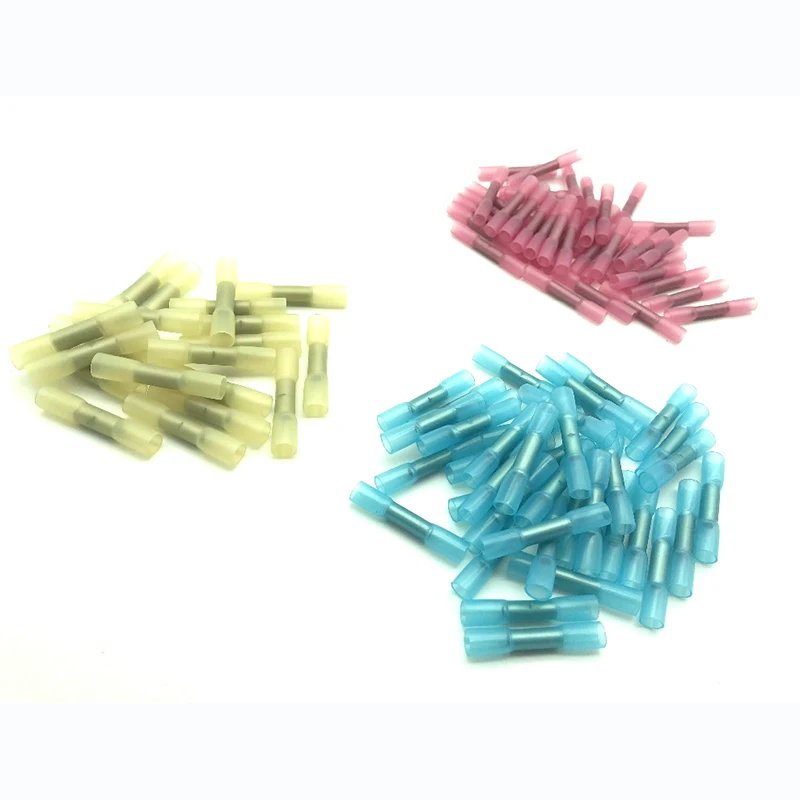 

100pcs Mixed Heat Shrink Sordering Terminals Kit Wire Butt Crimp Terminals Connectors 22-18 16-14 12-10 AWG 3 Colors