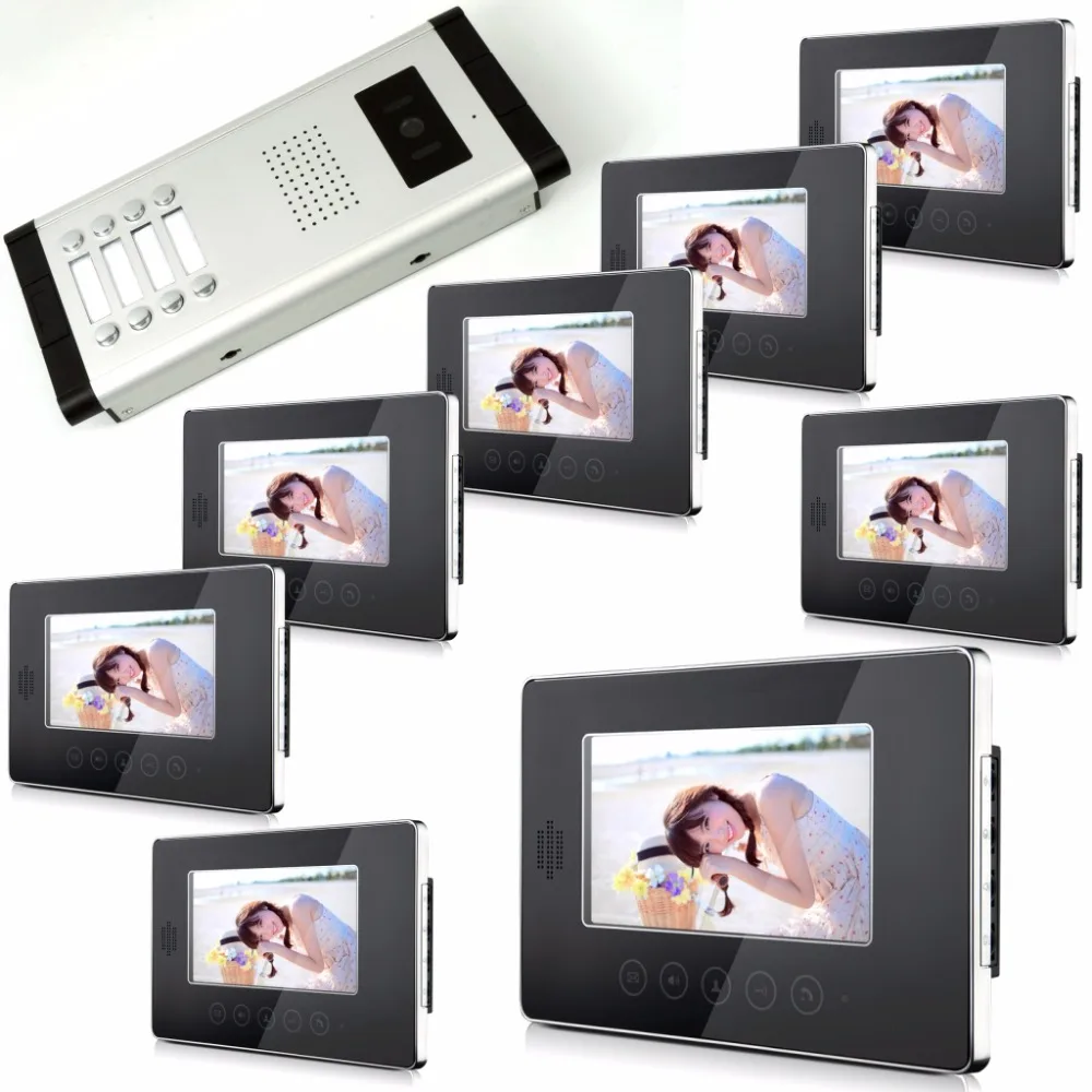 1V8 Touch Keypad 7 Inch Wired Video Door Phone Intercom System