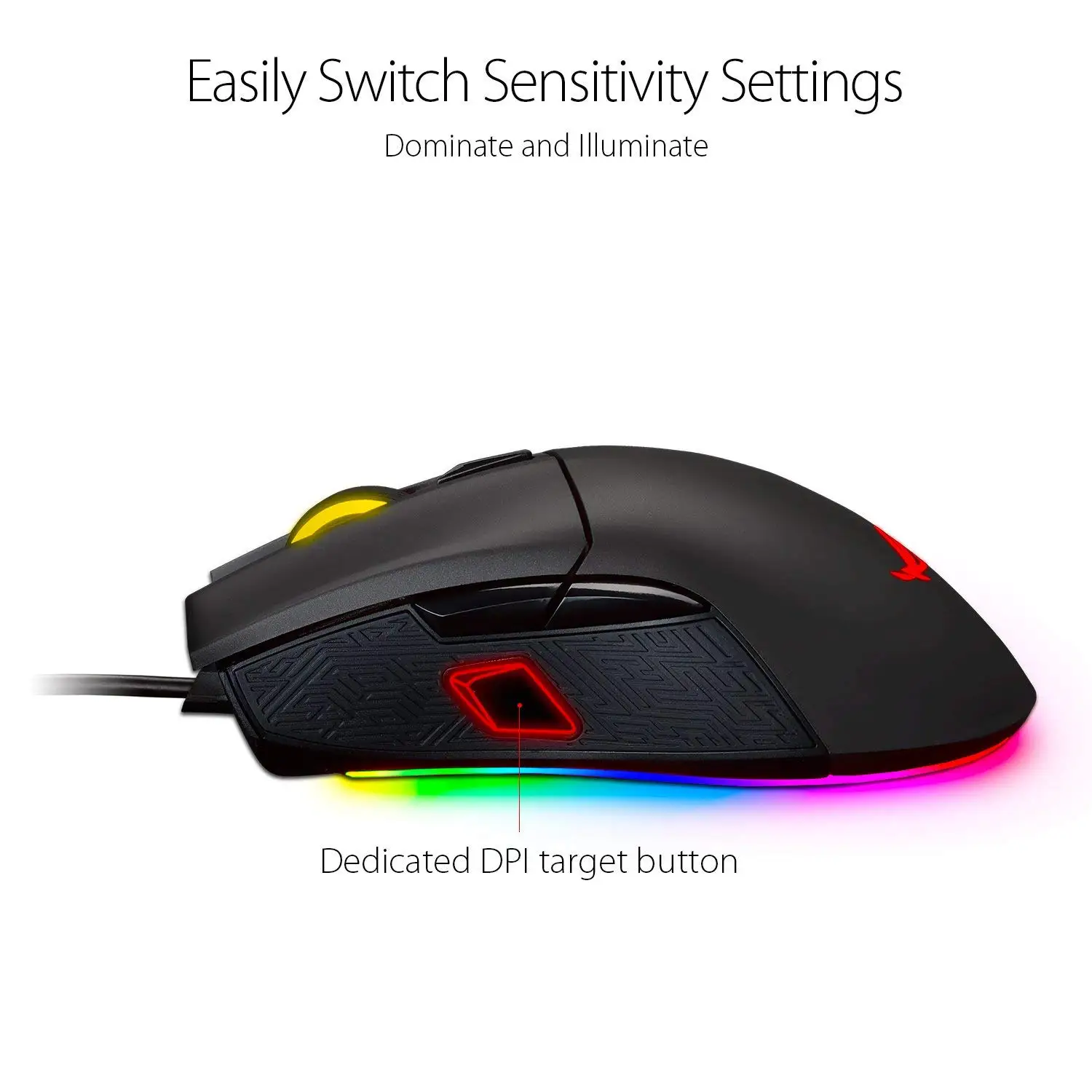 Проводная оптическая игровая мышь ASUS ROG Gladius II Aura Sync USB с кнопкой поиска DPI (12000 DPI)