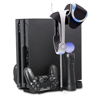 

PS4 Slim PS4 Pro Multi-Function Storage Bracket Base Vertical Stand Holder - Dual Controller Charging Station+VR Headset Hanging