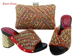 Doershow Лидер продаж итальянский комплект из туфель и комплекты с сумкой с Стразы модные комплект из обуви и сумки в африканском стиле для